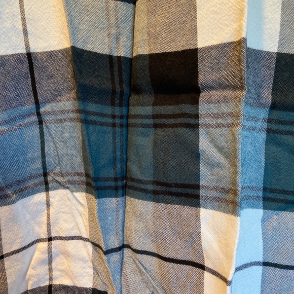 Weissman Plaid Button Snap Shirt - Blue/Black/White, 100% Rayon (Adult Small) - Picture 5 of 7